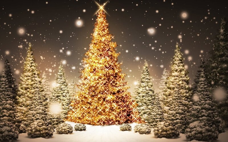 Glowing Christmas Tree — Gold, Festive