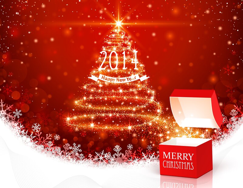 Glowing Christmas Tree — Red, Festive, Winter, Digital Art