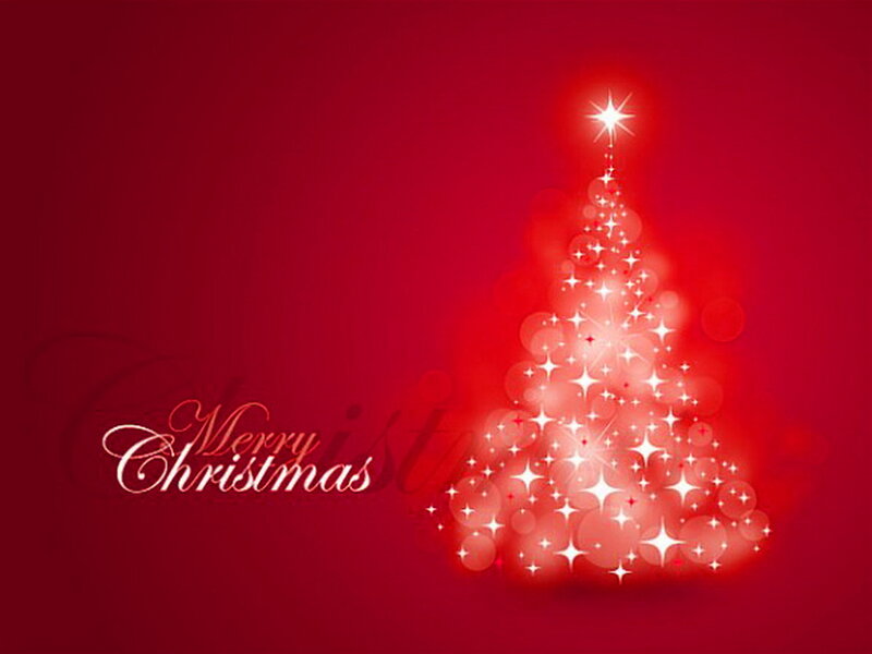 Glowing Christmas Tree — Red, Festive, Winter