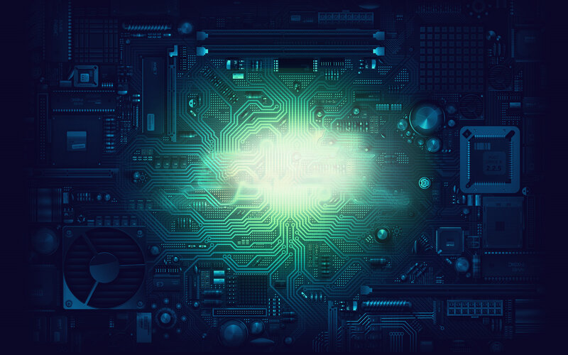 glowing circuit board