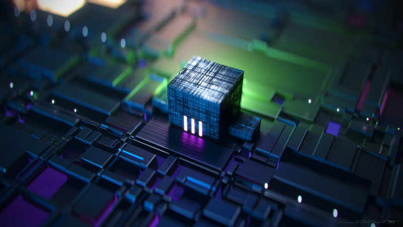 Glowing Circuit Board — Blue, Futuristic