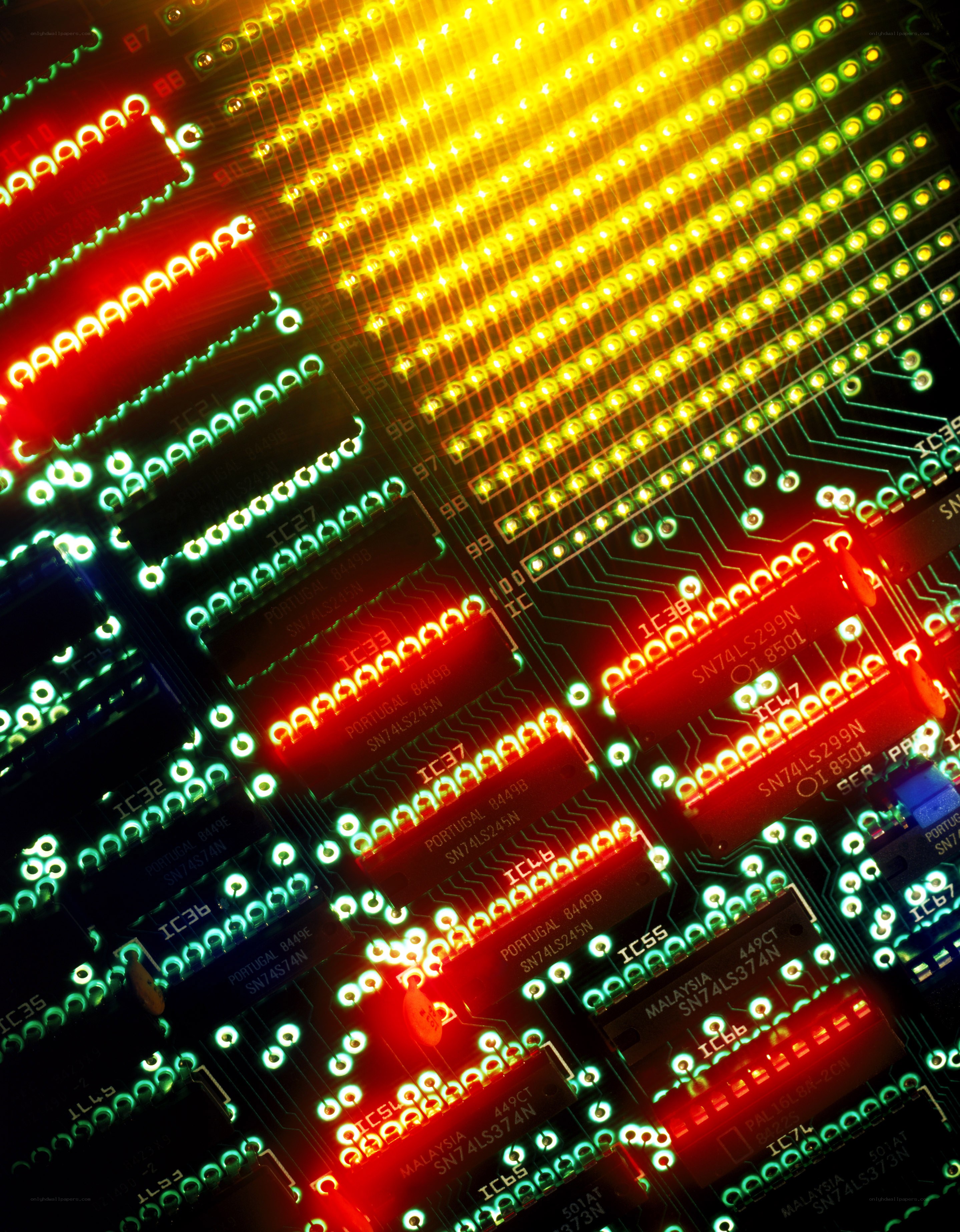 glowing circuit board
