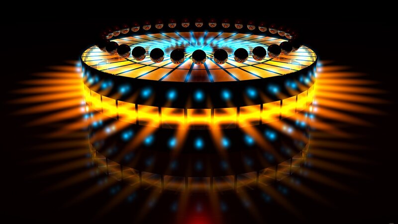 glowing circular energy platform