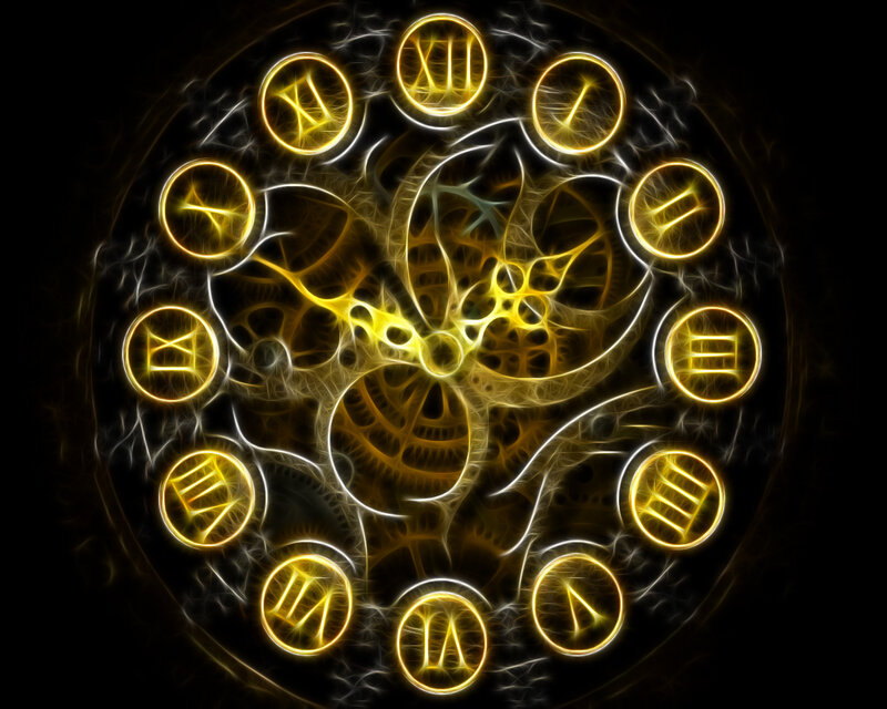 glowing clock with roman numerals