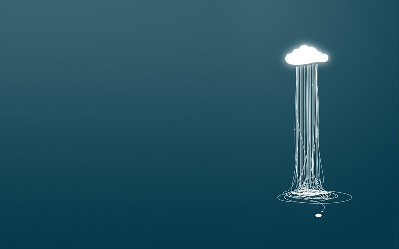 Glowing Cloud Raining Lines — Blue, Minimalist