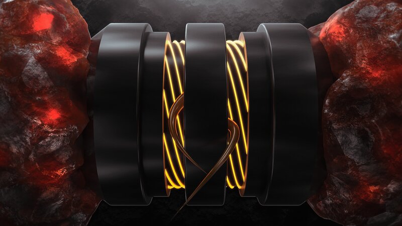 Glowing Coil in Rock