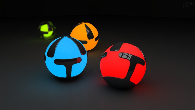 Glowing Colored Spheres — Blue
