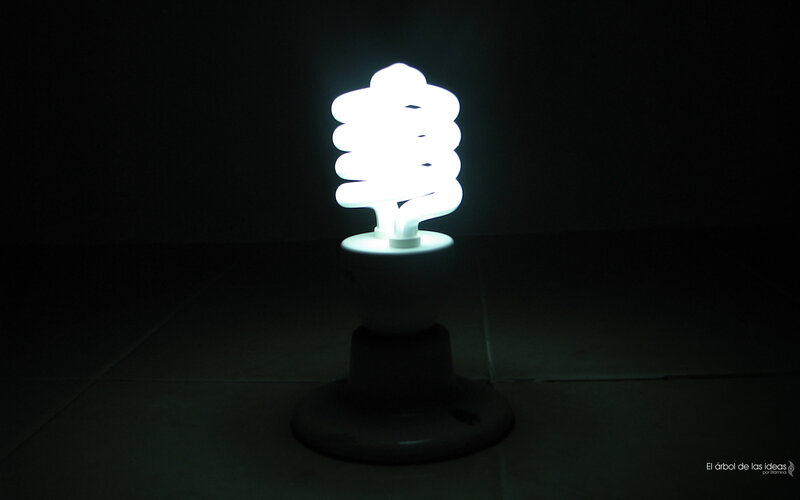 glowing compact fluorescent bulb