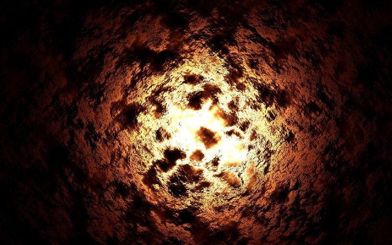 Glowing Core in Rocky Surface — Orange