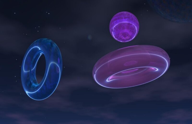 glowing cosmic rings and spheres