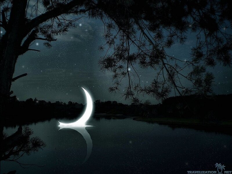 Glowing Crescent Moon — Black