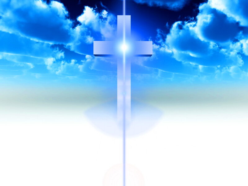 Glowing Cross in Sky — Blue