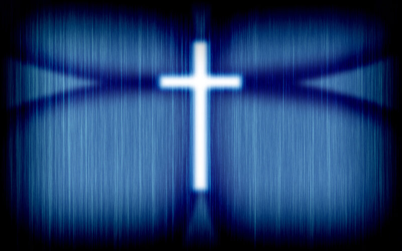 Glowing Cross on Blue