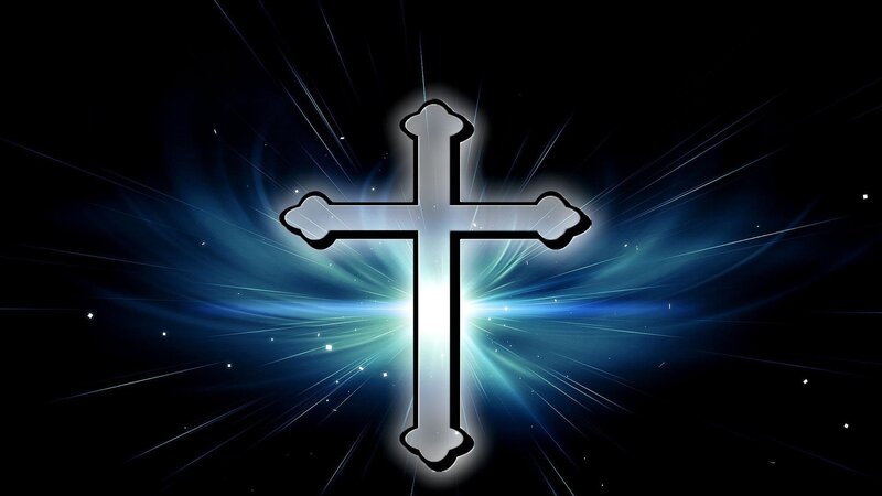 Glowing Cross on Dark Background — Black