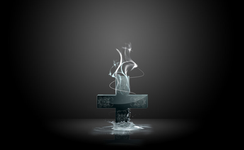 Glowing Cross with Smoke