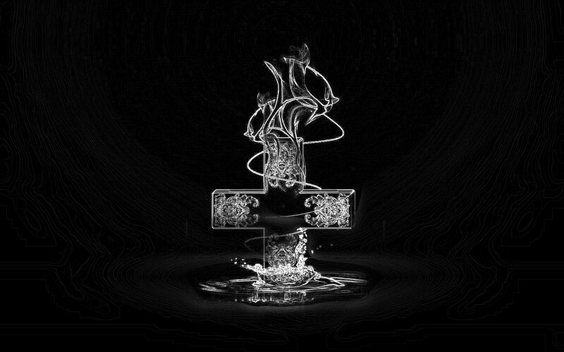 Glowing Cross with Water Splash
