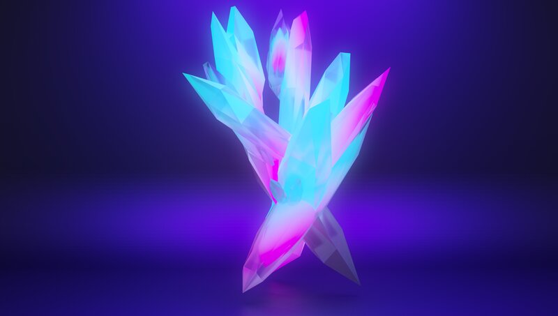 Glowing Crystal Cluster — Blue