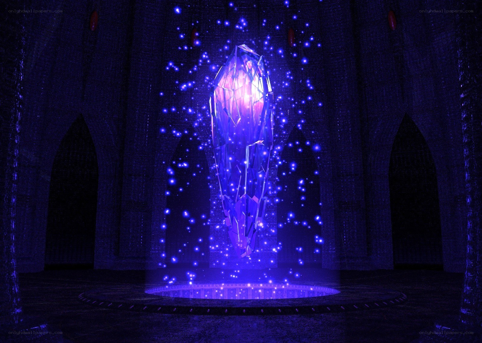 glowing crystal in a dark chamber