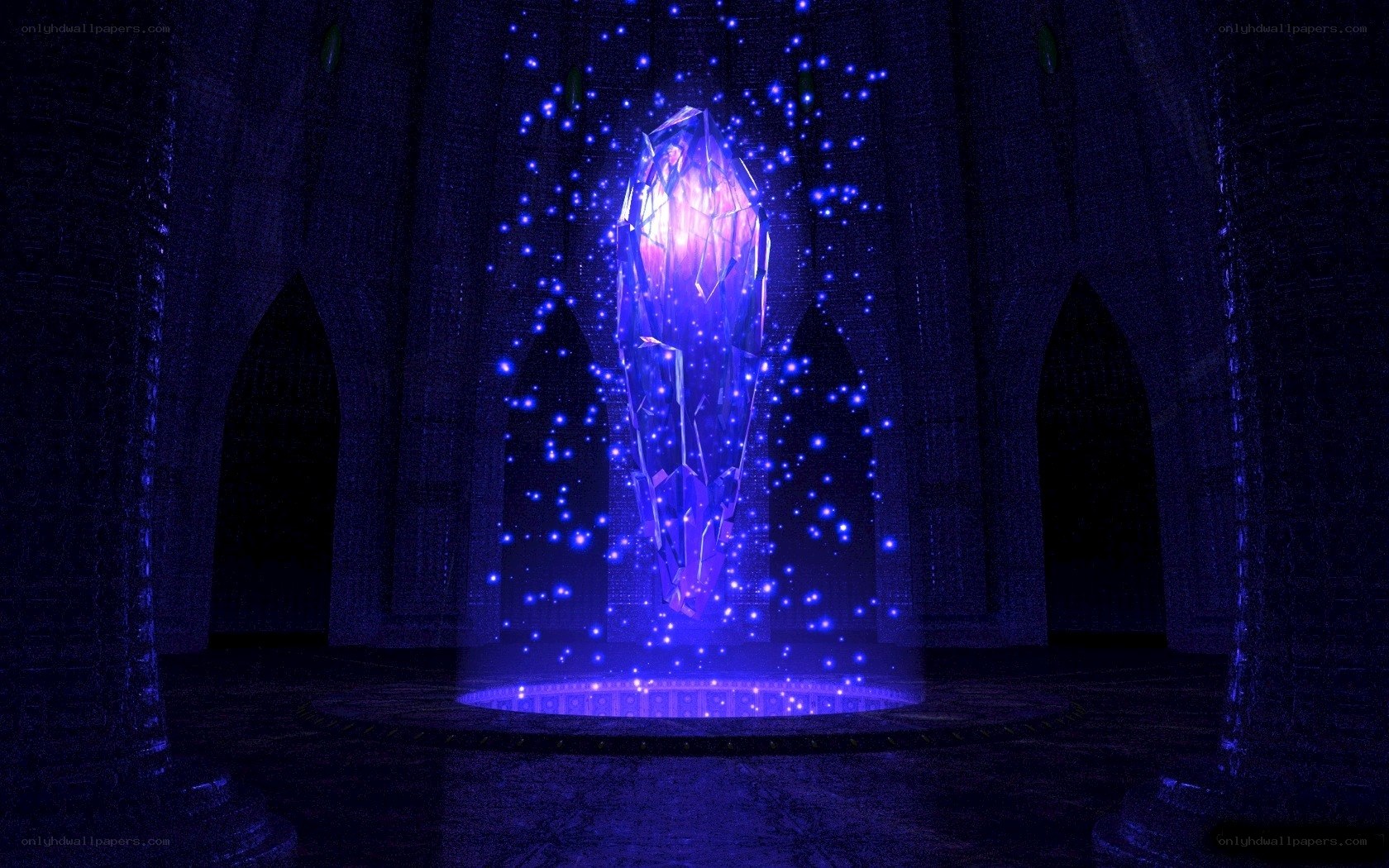 glowing crystal in dark chamber