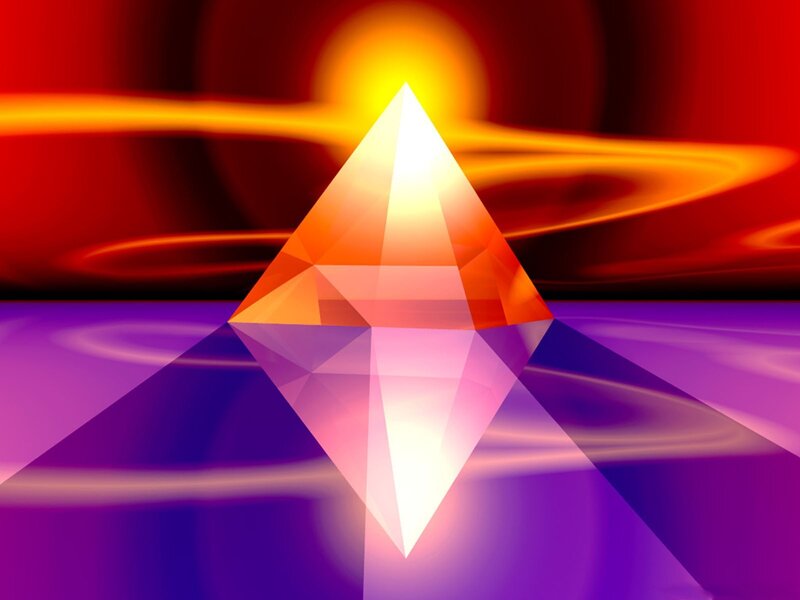 glowing crystal pyramid