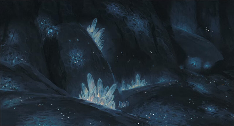 Glowing Crystals in Cave — Blue