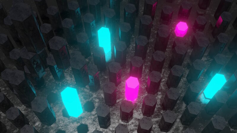 Glowing Crystals in Stone