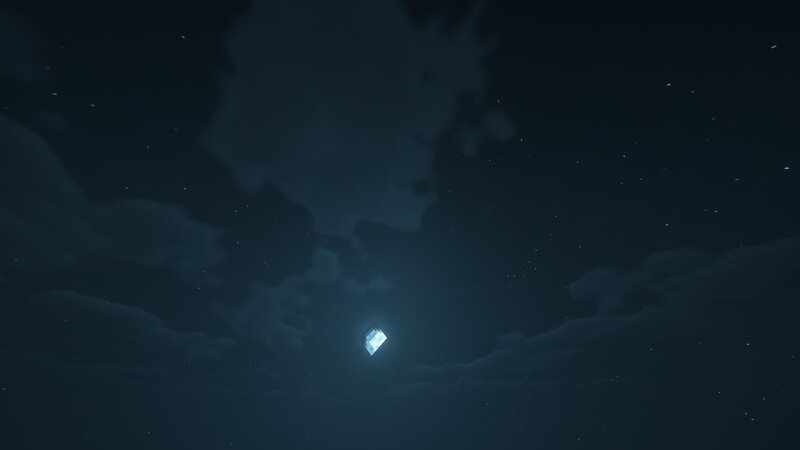 Glowing Cube in Sky — Blue