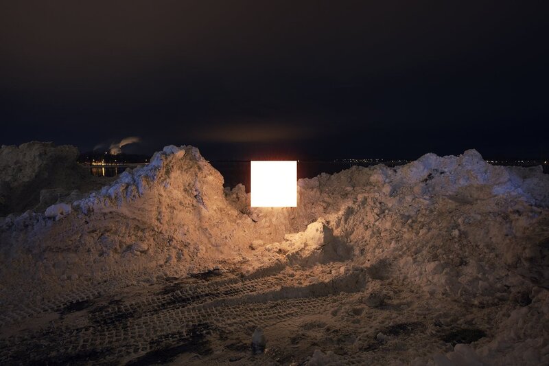 Glowing Cube in Snow
