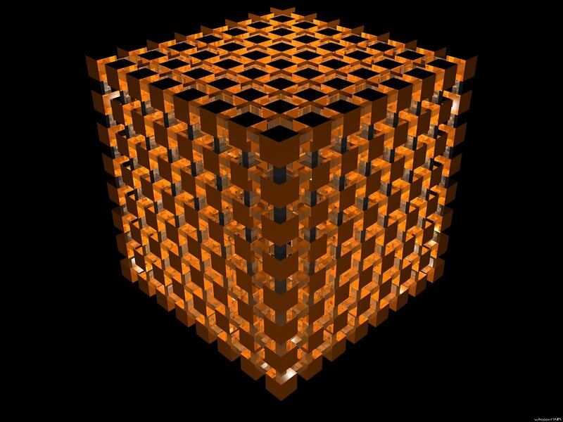 glowing cube lattice structure