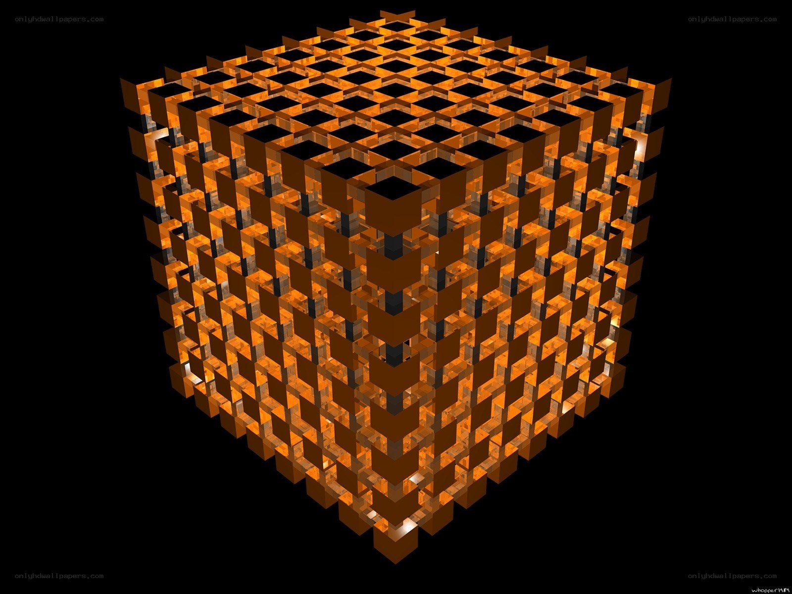glowing cube lattice structure
