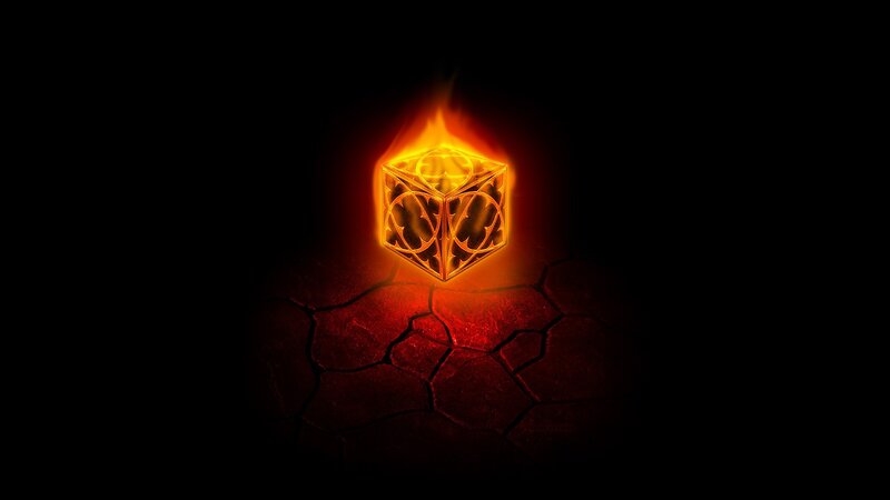 Glowing Cube on Cracked Ground