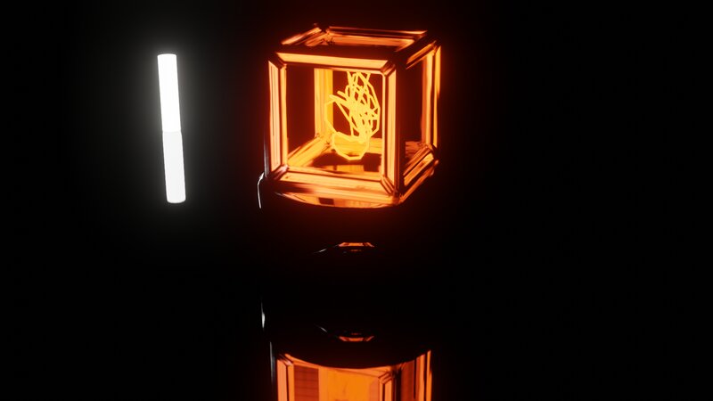 Glowing Cube on Dark Surface — Black