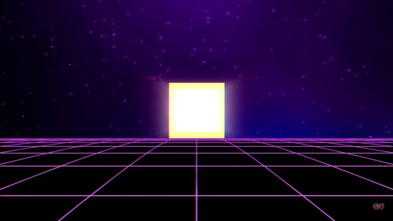 Glowing Cube on Grid — Purple, Futuristic