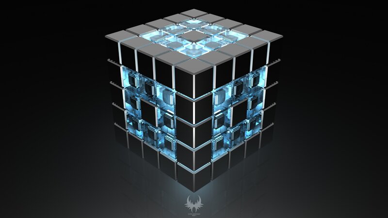glowing cube structure