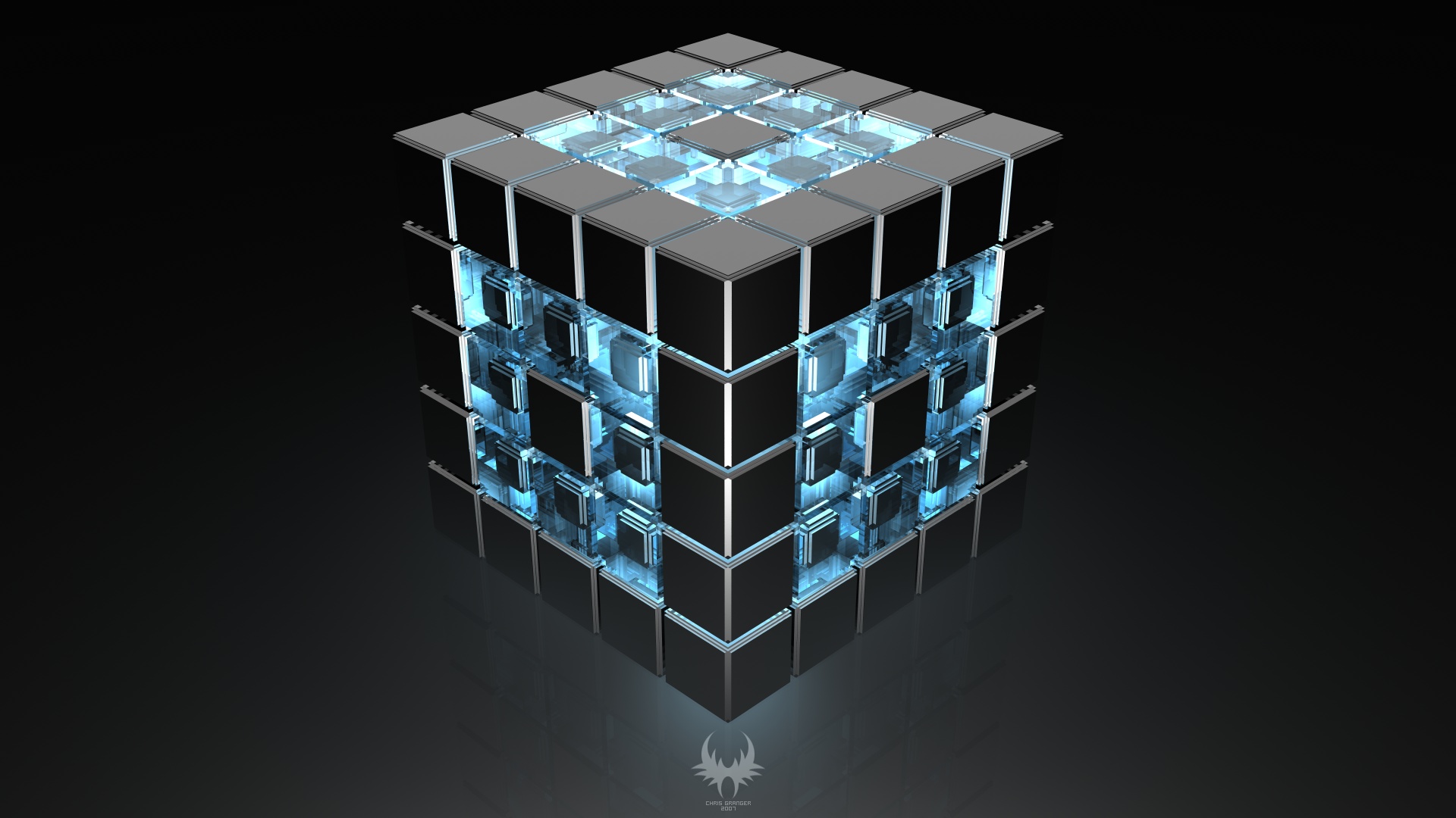 glowing cube structure