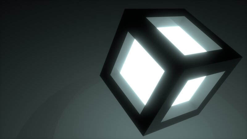 Glowing Cube Structure — Black, Minimalist