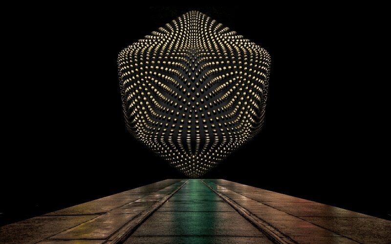 Glowing Cube Structure — Black, Mysterious