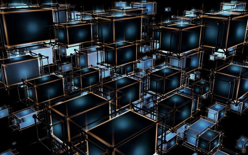 Glowing Cube Structure — Blue