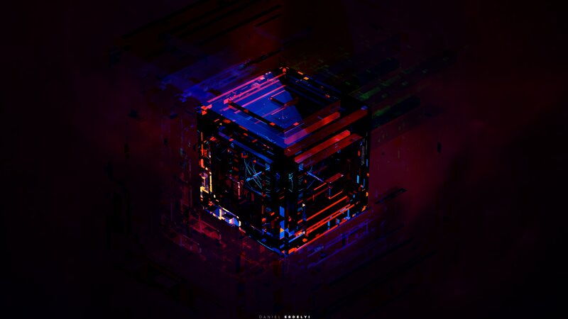 Glowing Cube Structure — Red