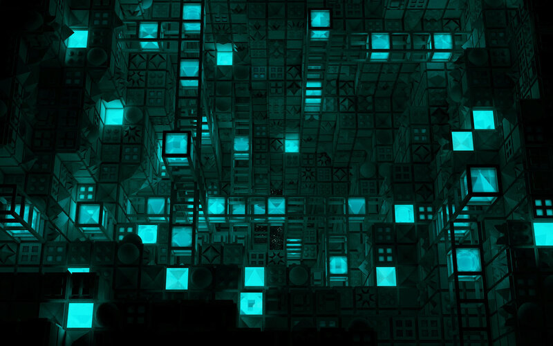 Glowing Cube Structure — Teal