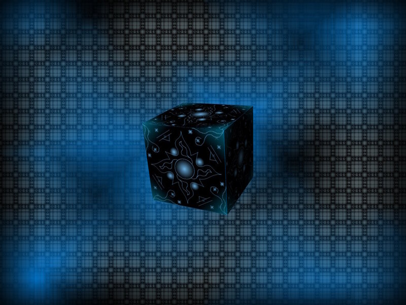 glowing cube with celestial patterns
