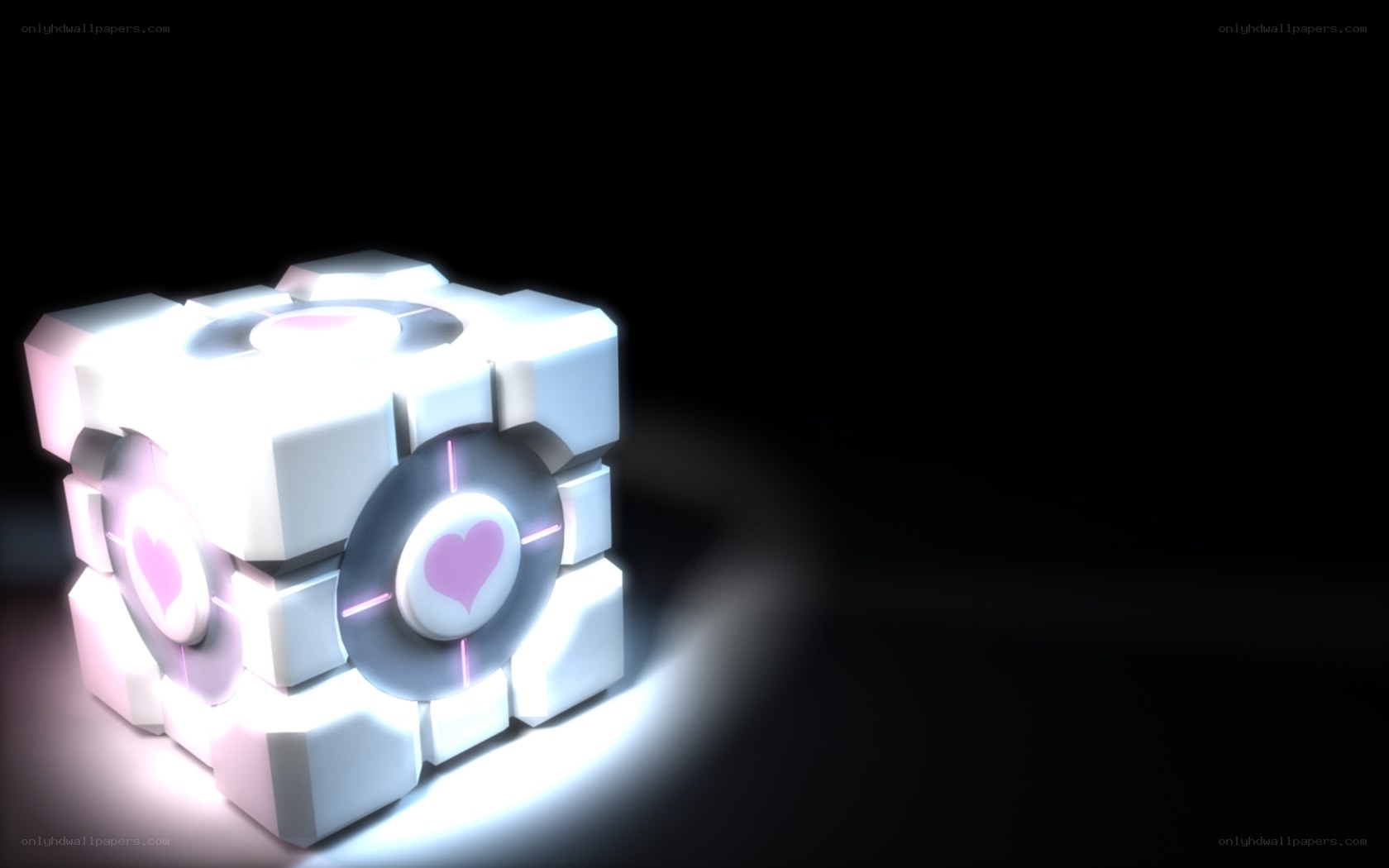 glowing cube with heart symbols