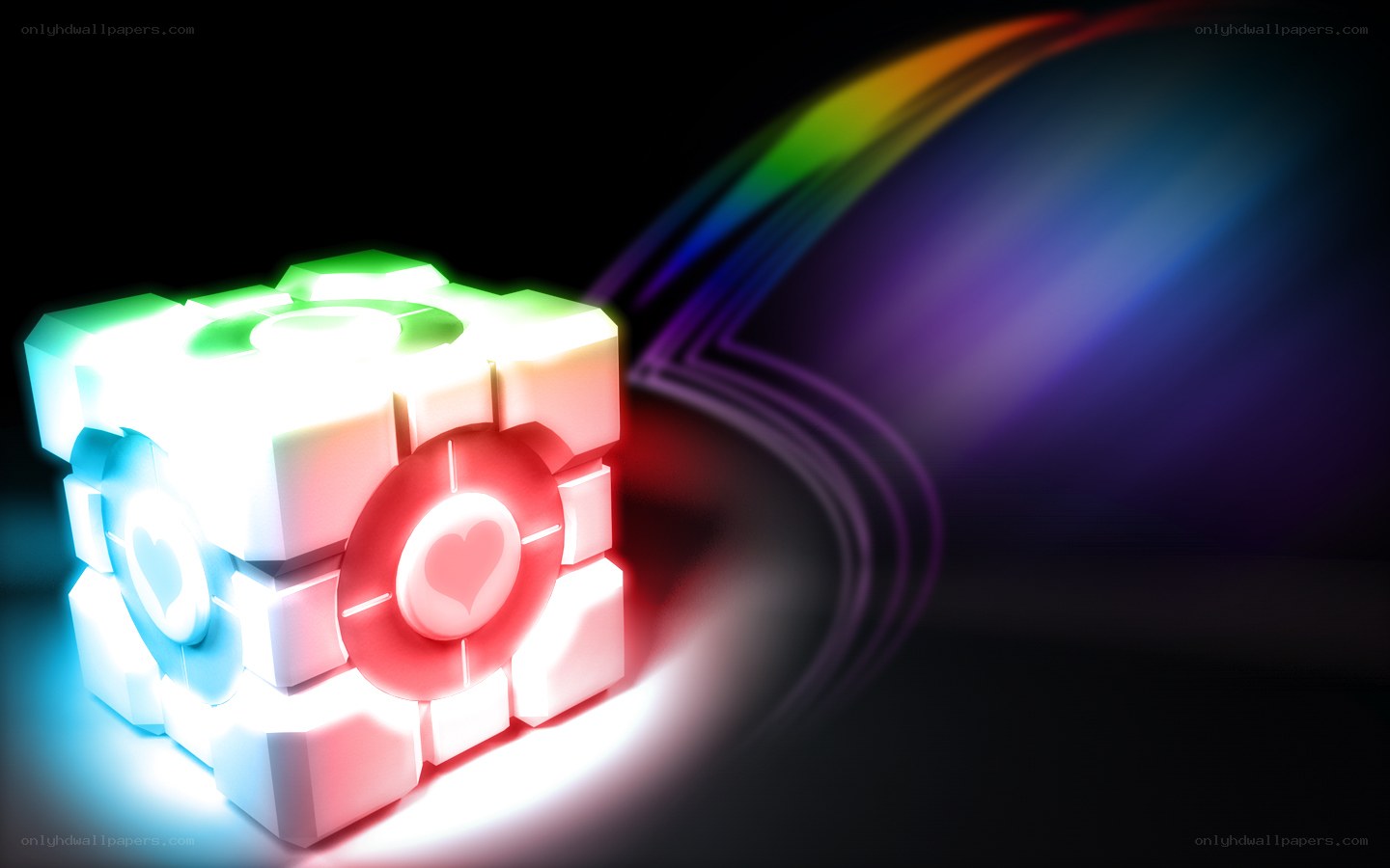 glowing cube with heart symbols