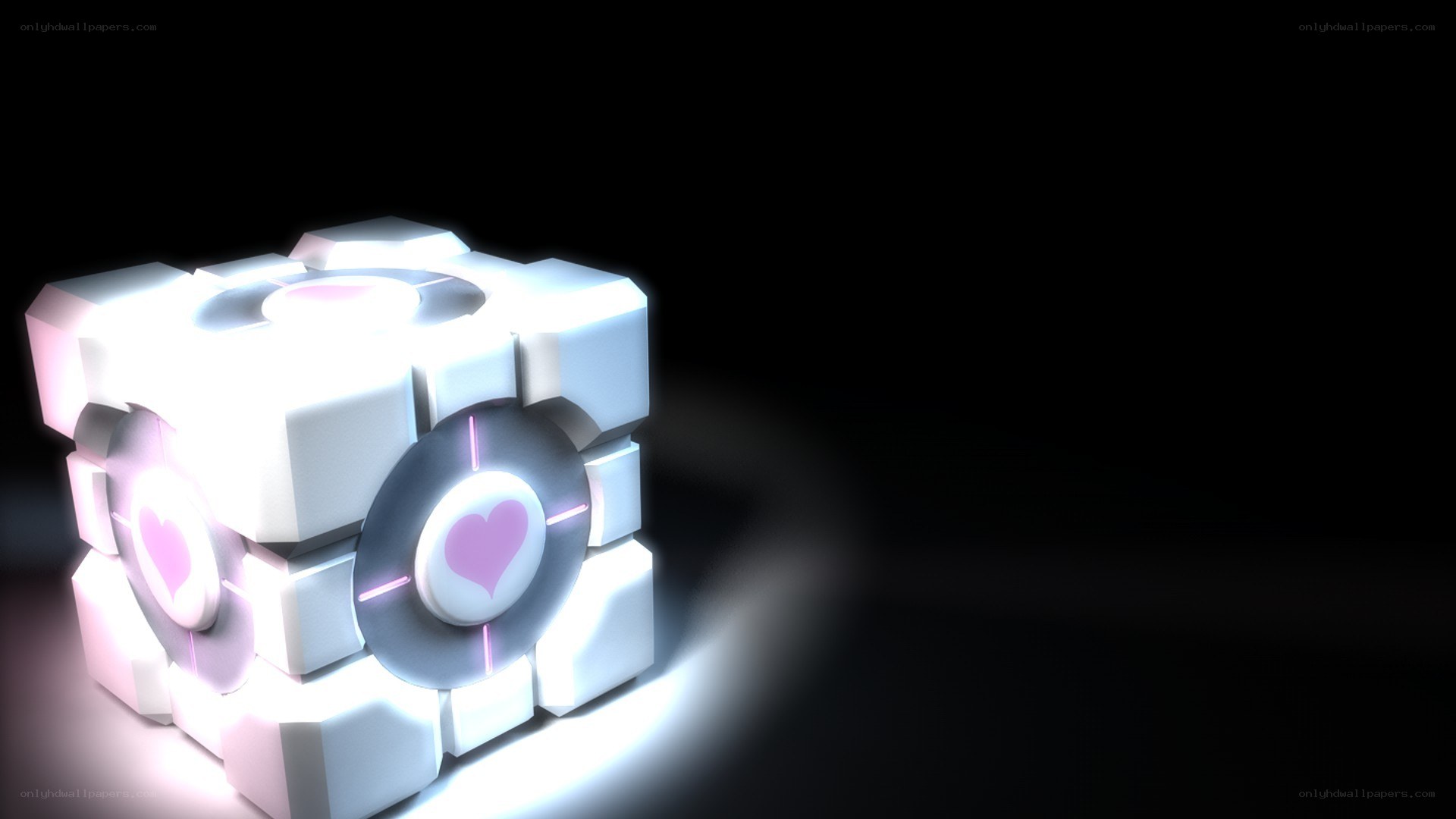 glowing cube with heart symbols