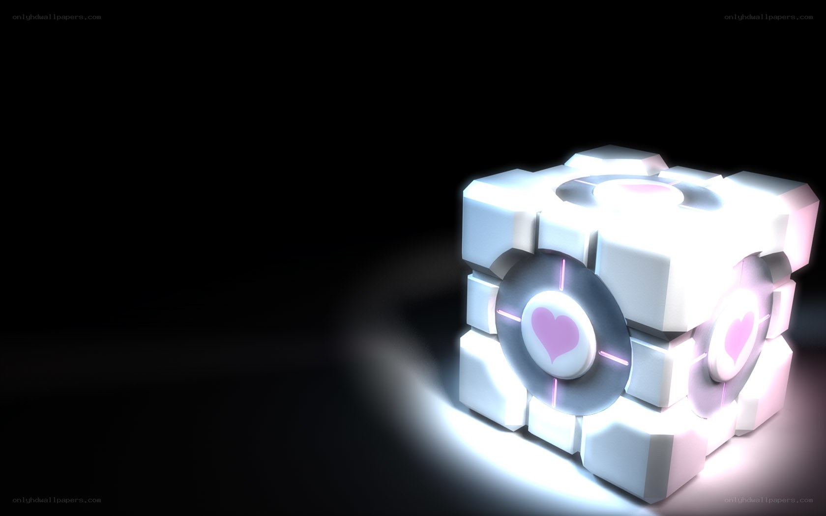 glowing cube with heart symbols