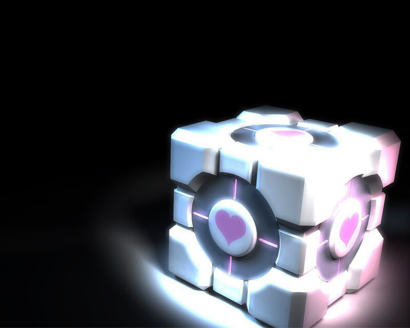 Glowing Cube with Hearts