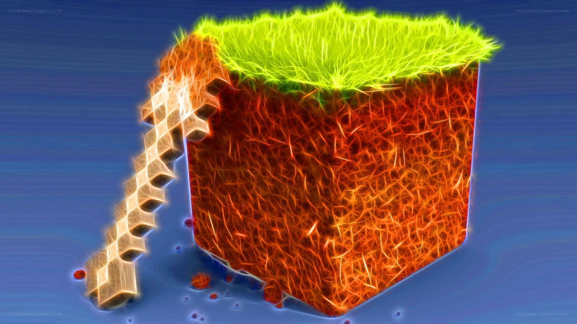 glowing cube with ladder