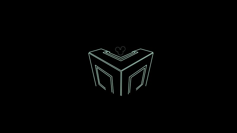Glowing Cube with Mickey Mouse