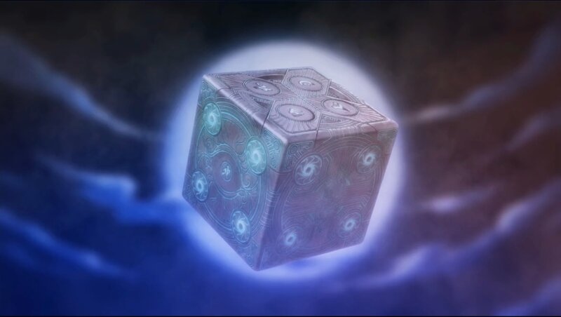 Glowing Cube with Symbols