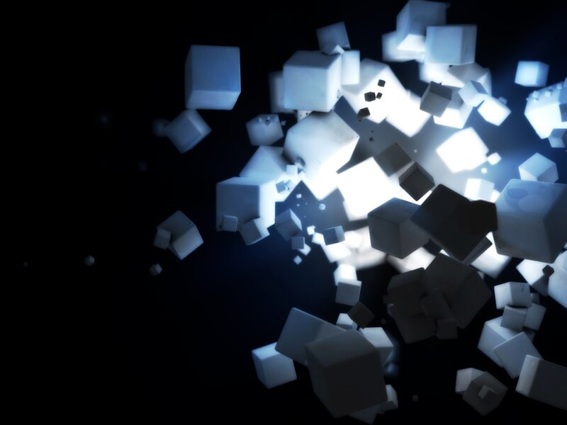 glowing cubes explosion